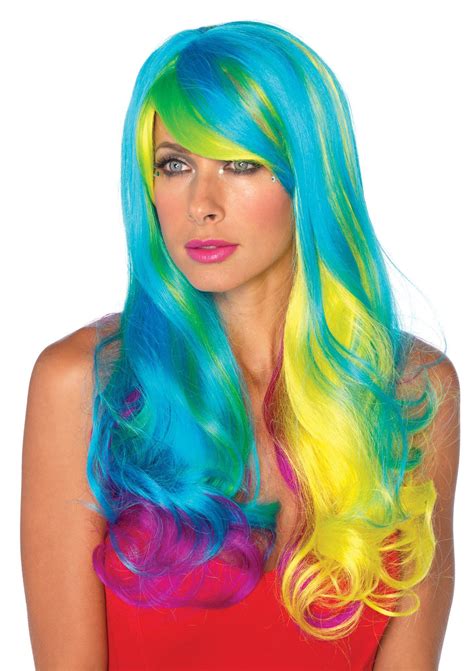 Unicorn Wig Leg Avenue Costumes Prism Long Wavy Rainbow Wig With