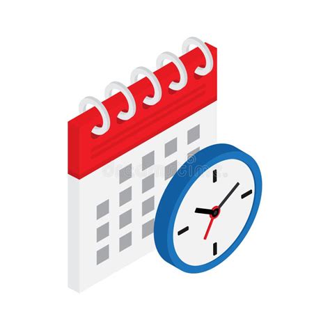 Calendar And Clock In Isometric The Concept Of Planning Cases