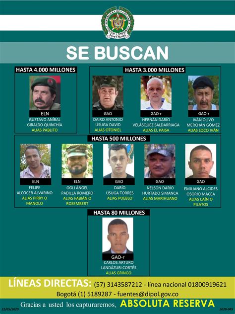 La Policía Nacional Lanza El Cartel De Los Más Buscados En Colombia