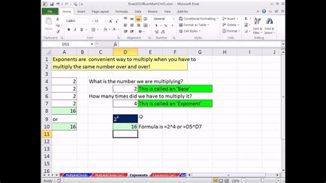 It's possible to enter numbers directly into a formula. Excel 2010 Business Math 14: Exponents in Excel Formulas ...