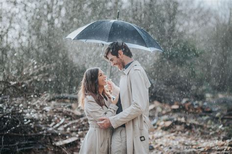 Christie And Stephen Kent Engagement Photography Umbrella Rain Photography Shot Couple Wedding