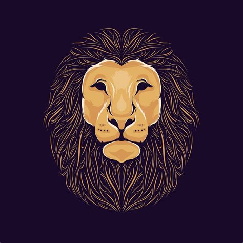 Lion Head Illustration Funny Illustration Lion Head Lion