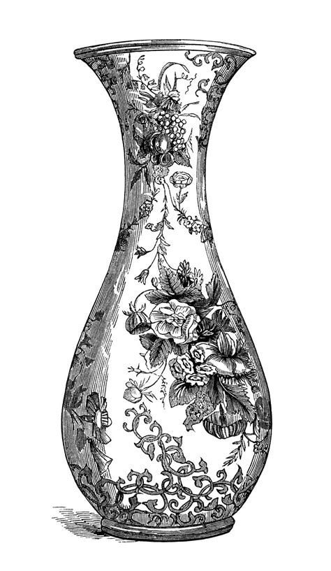 Free download 40 best quality flower vase clipart at getdrawings. black and white clip art, free vintage image, floral vase ...