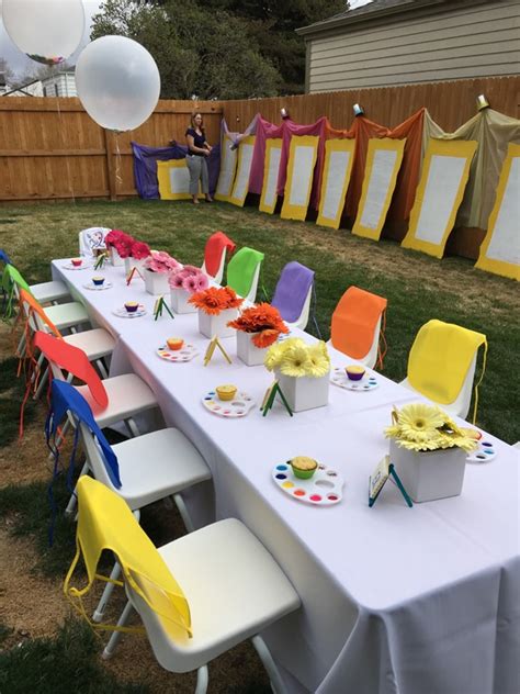 Make sure everyone dresses comfortably in layers for the weather, that there are enough adults to supervise young children, and that someone is on hand with the skills and attention to build and monitor the fire. Kids Backyard Art Party Idea - Pretty My Party