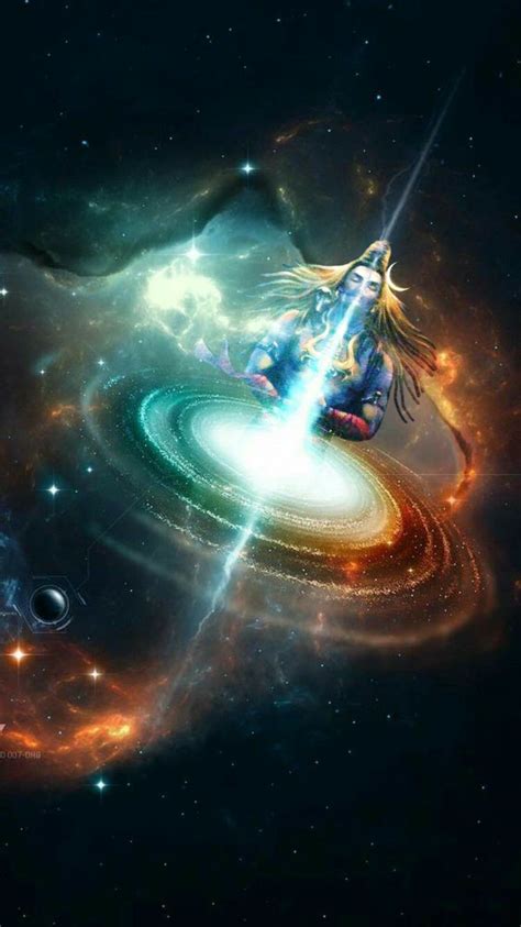 Lord Shiva As Warrior In Cosmic Galaxy In Creative Art Painting