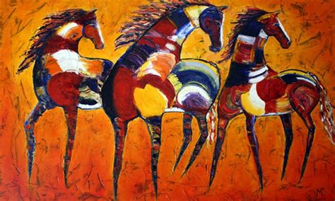 Superb Artist Hand Painted High Quality Abstract Horses