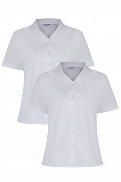 Trutex Girls Revere Collar Short Sleeve Blouses 2 Pack White Trutex School Blouses School