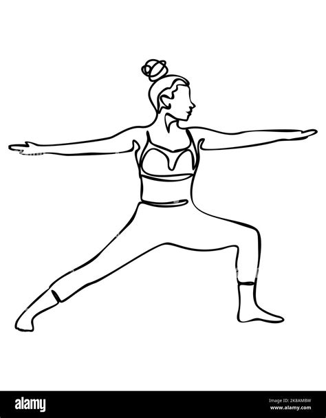 Continuous Line Drawing Woman Doing Exercise In Yoga Pose Vector