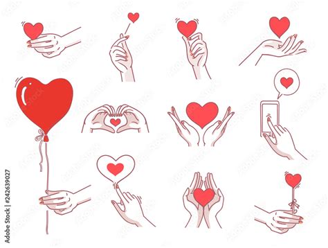 Heart Hands Female Set Women Hand Holding Heart Symbol Meaning Of