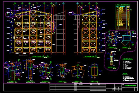 Planos De Detalles Estructurales De Edificio De Tipo Industrial En Dwg