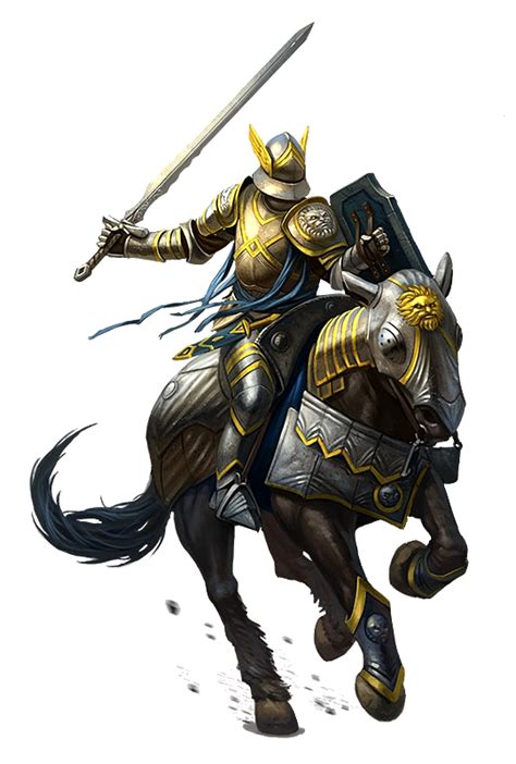 Human Cavalier Knight On Horseback Pathfinder Pfrpg Dnd Dandd D20