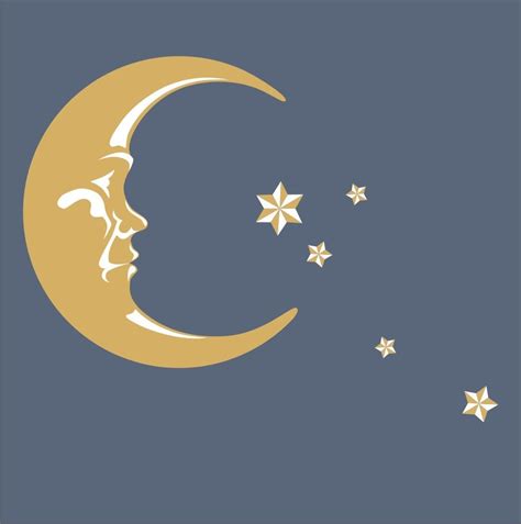 Crescent Moon With Stars Vinyl Wall Decal By Greywolfgraphics
