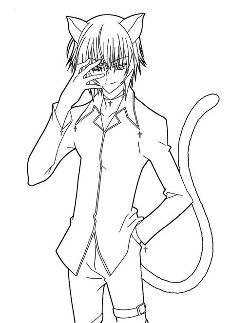 Manga Coloring Pages Cat Boy Coloring Pages For Boys Chibi Coloring Pages Cat Coloring Page