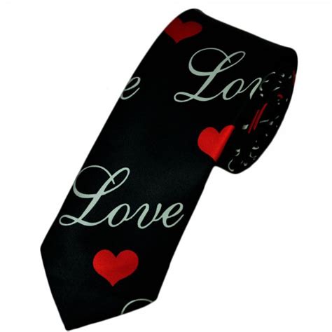 Love And Red Hearts On Black Skinny Tie From Ties Planet Uk