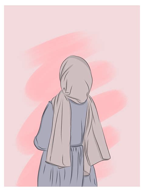 gambar aesthetic kartun hijab shopee art