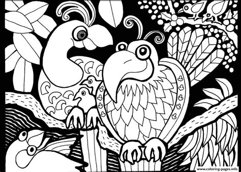 Adult Africa Parrots Coloring Page Printable