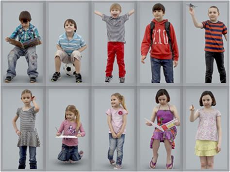 3d Human Models Bundle Of Realistic Kids For 3ds Max Cinema 4d