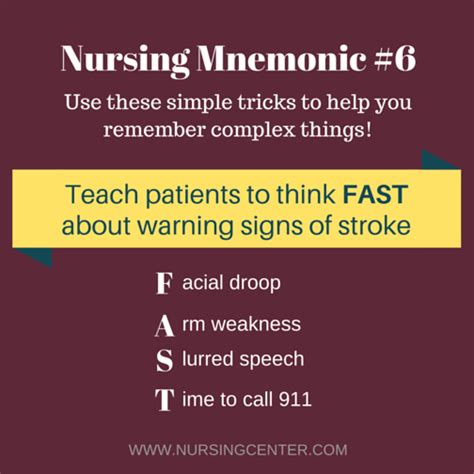 Nursing Mnemonic Stroke Nursing Mnemonics Nursing School