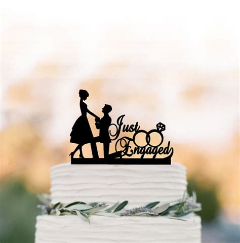 Just Engaged Wedding Cake Topper Funny Bride And Groom Cake Topper
