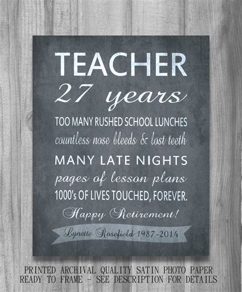I retired in june 2001, knowing fully that i still wanted to be actively involved with teaching on some level. Teacher RETIREMENT Gift CANVAS Personalized Inpirational ...