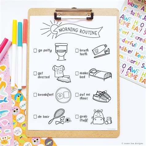 Morning Chore Chart Instant Printable Morning Jobs Girl Etsy