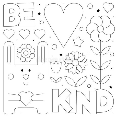 Be Kind Coloring Page Black And White Vector Illustration Stock