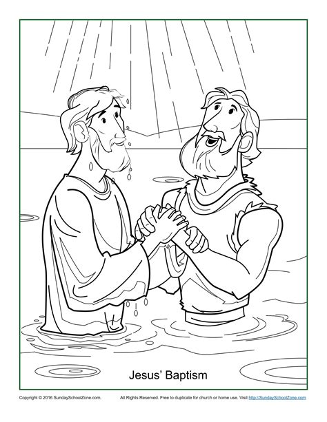 Jesus Baptism Coloring Page Childrens Bible Activities Sunday
