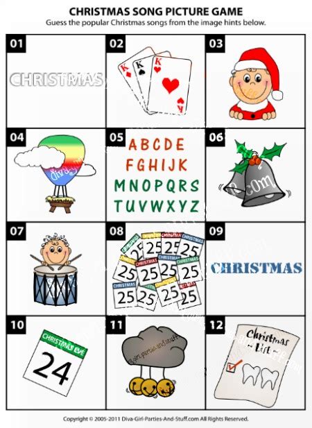 The christmas riddles are simple to download and easy to print on traditional a4 paper. Christmas Song Picture Game