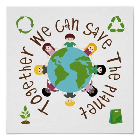Together We Can Save The Planet Poster Custom Posters Planet Poster