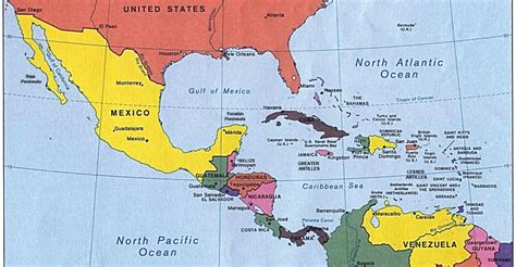 Mexican Caribbean Map Central America Includes The Countries South Of