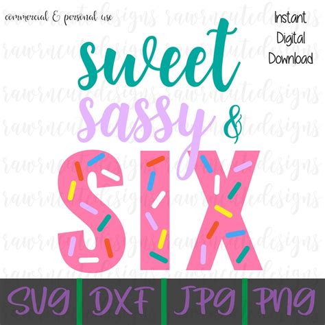 Sweet Sassy And Six Svg 6th Birthday Svg Donut Birthday Svg Etsy