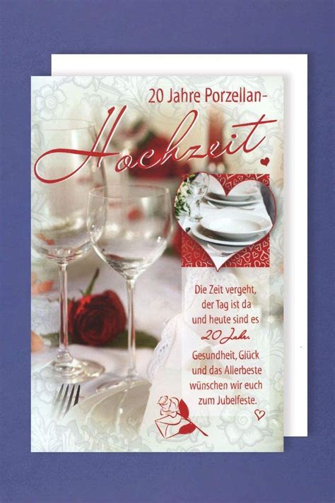 Porzellan Hochzeit 20 Hochzeitstag Karte Grußkarte Gläser 16x11cm Amazon De Bürobedarf