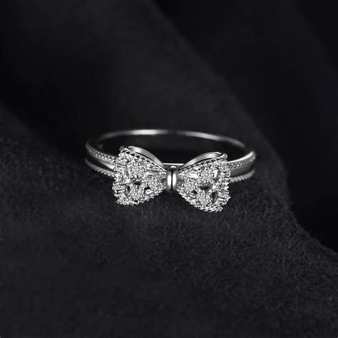 Bow Knot Cubic Zirconia Silver Rings Wedding Anniversary Rings