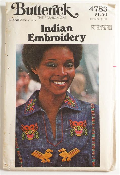 Vintage 1970s Indian Embroidery Butterick 4783 Transfer Etsy Indian