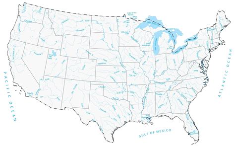 United States Map With Lakes And Rivers Calendrier 2021