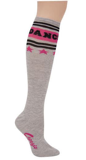 Nwt Capezio Dance Grey Knee High Socks Stripes Stars Ladies Size 5 10