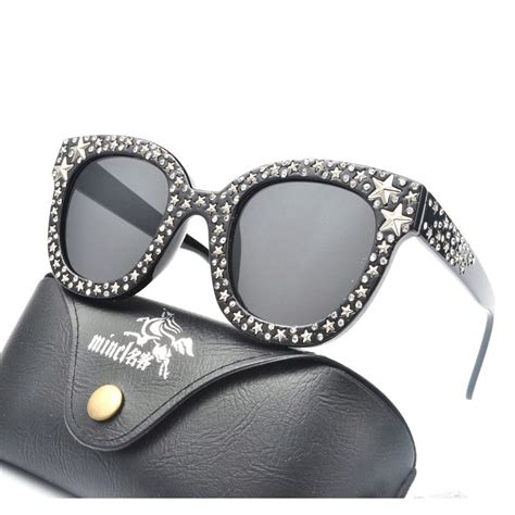 Black Full Diamond Cat Sunglasses Women Men Luxury Brand Oversize