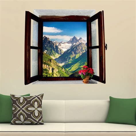 Window View Landscape Wall Decals Living Room Bedroom Removable Wall