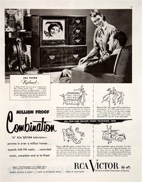 1951 Ad Rca Victor Rutland Television Plus Phonograph Radio Cabinet Ni Period Paper Historic