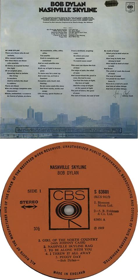 Bob Dylan Nashville Skyline Stereo Quality Uk Vinyl Lp Album Lp