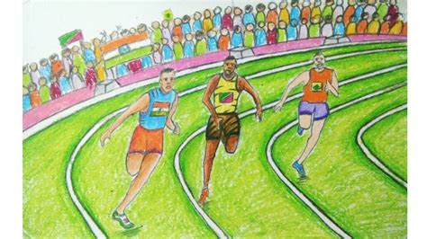 How To Draw A Easy Sports Run Scenery Step By Step With Oil Pastels