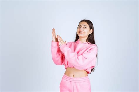 Free Photo Girl In Pink Pajamas Giving Positive And Nasty Poses
