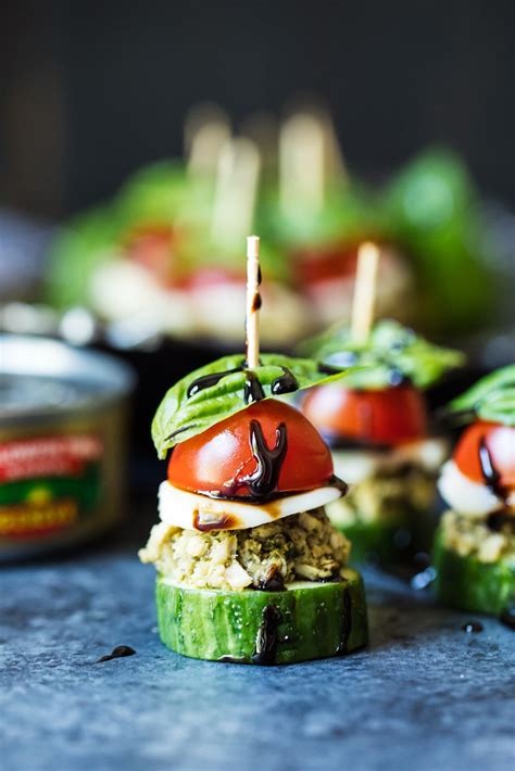 The ideal comfort food for any. Pesto Tuna Caprese Cucumber Bites + video! | Ambitious Kitchen
