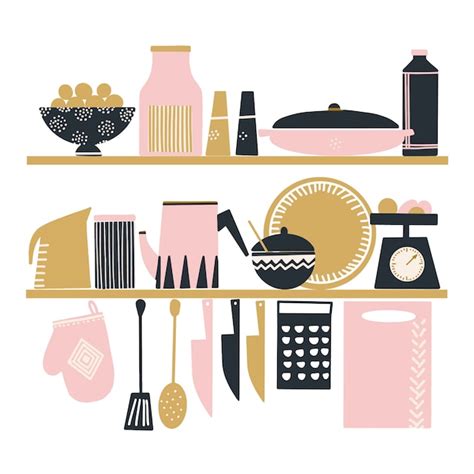 Premium Vector Hand Drawn Vector Set Of Cute Kitchen Tools