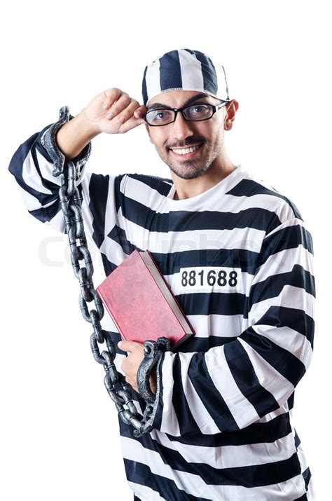 convict criminal in striped uniform stock image colourbox