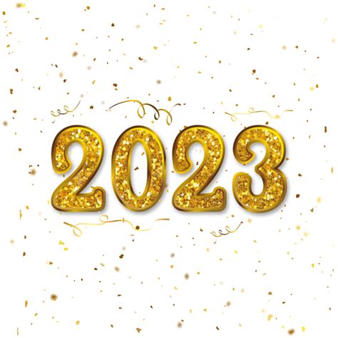 2023 Feliz Año Nuevo Diseño De Letras Doradas Con Purpurina 14313282 Png