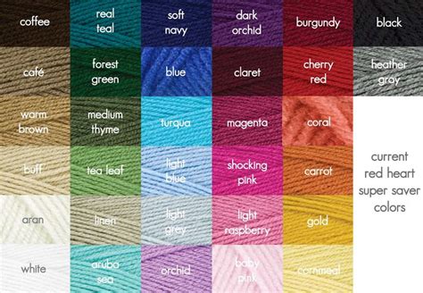 Red Heart Super Saver Yarn Color Chart This Yarn Has A Thicker Feel