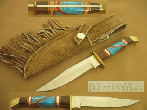 Fancy Custom Inlaid Knife By Navajo Silversmith Doris Yazzie