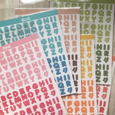 Alphabet Sticker Sheets Etsy