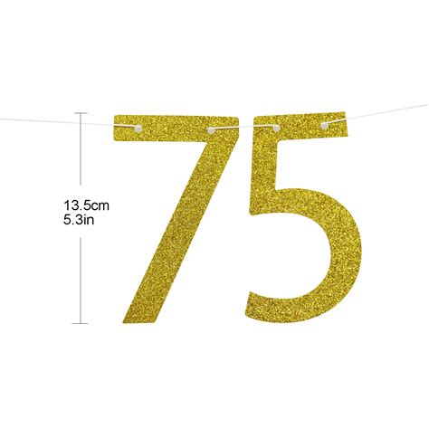 Gold Glitter Cheers To 75 Years Banner 75th Birthday Party